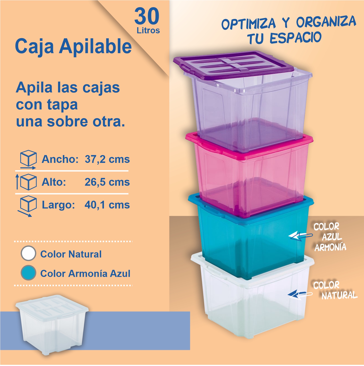 primavera papa Autorización Caja Apilable de 30 Litros – Productos Plásticos